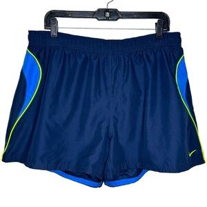 Nike Swim Shorts Size XXL Blue Lined Drawstring / Neon Yellow Nike Swoosh